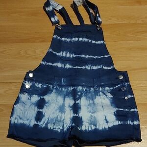 Justice Shortalls Navy Tie-Dye Overall Shorts Sz 20